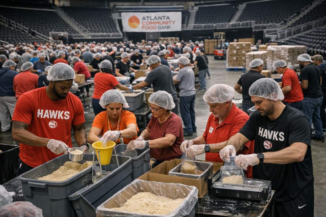 Hawks and Volunteers Pack Over a Million Meals for Georgia Families