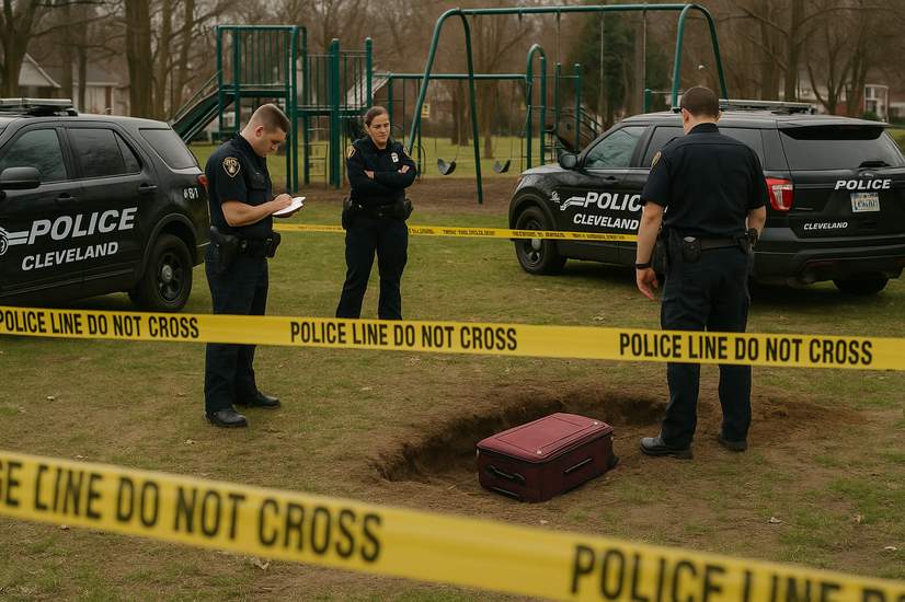 Cleveland playground becomes site of mourning after two girls found in suitcases