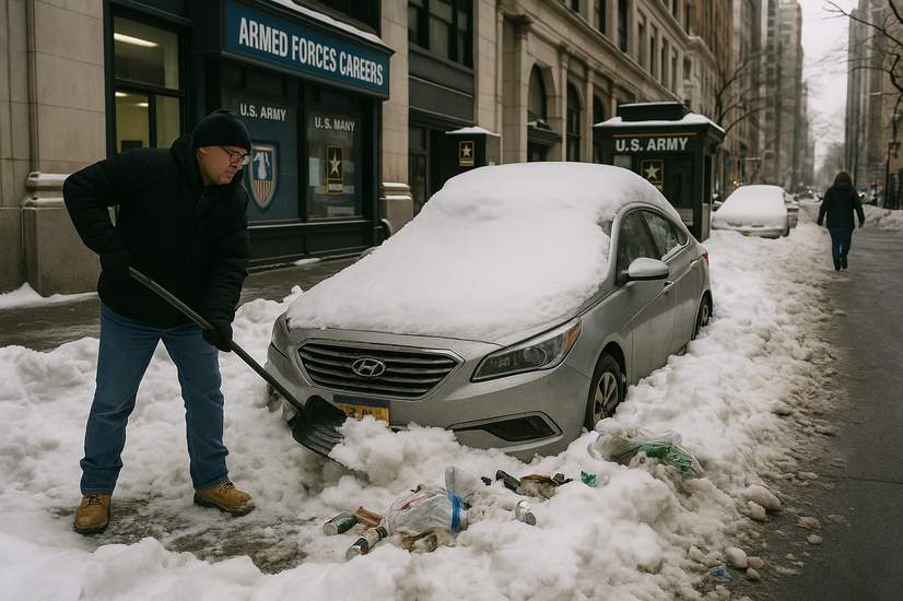 NYC’s alternate-side parking pause leaves snowbound cars clogging the curb