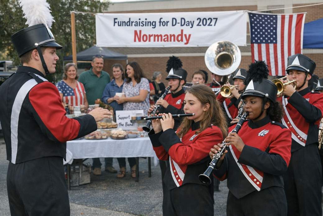 Wolfpack Bound for Normandy: Woodland High’s Marching Band Raises the Roof (and Funds) for D-Day Parade